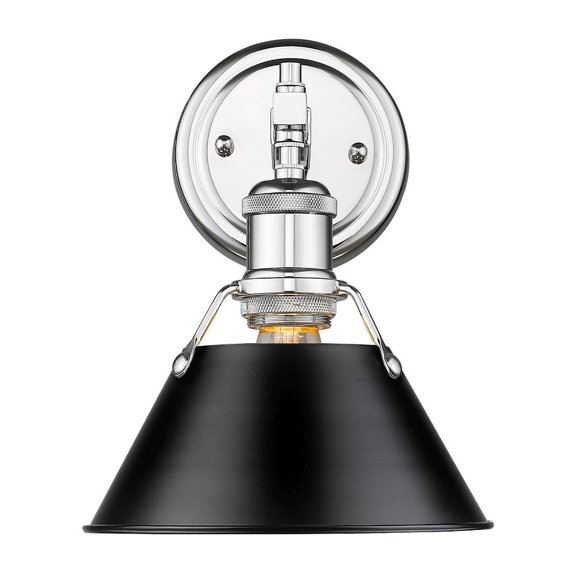 Yep by Golden Lighting Orwell 1-light Vanity in Chrome and Matte Black shade