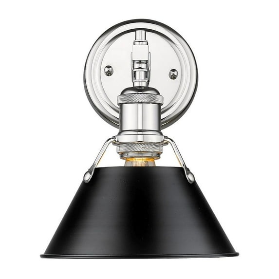 Yep by Golden Lighting Orwell 1-light Vanity in Chrome and Matte Black shade