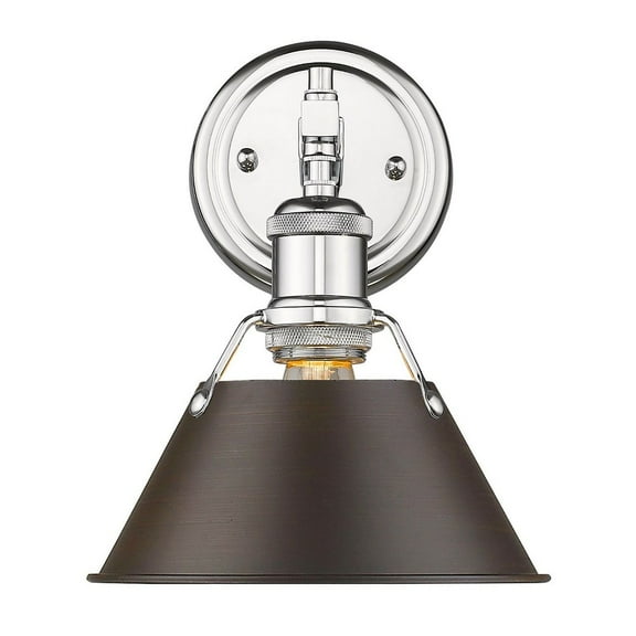 Yep by Golden Lighting Orwell 1-light Vanity in Chrome and Rubbed Bronze shade