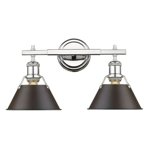 Yep by Golden Lighting Orwell 2-light Vanity in Chrome and Rubbed Bronze shade