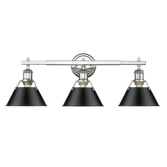 Yep by Golden Lighting Orwell 3-light Vanity in Chrome and Matte Black shade