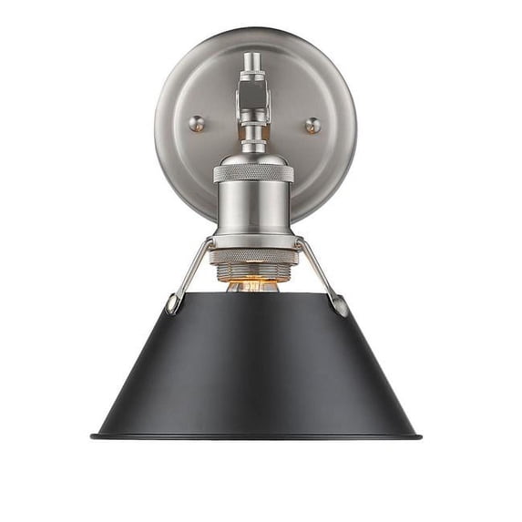 Orwell PW 1 Light Bath Vanity - Silver - Black Shade