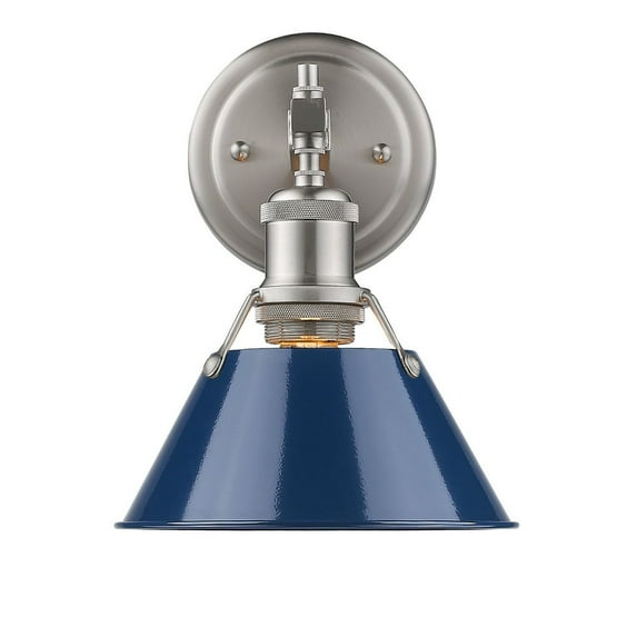 Yep by Golden Lighting Orwell 1-light Vanity in Pewter and Navy Blue shade