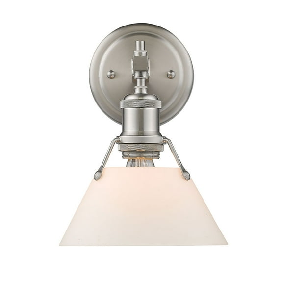 Yep by Golden Lighting Orwell 1-light Vanity in Pewter and Opal Glass