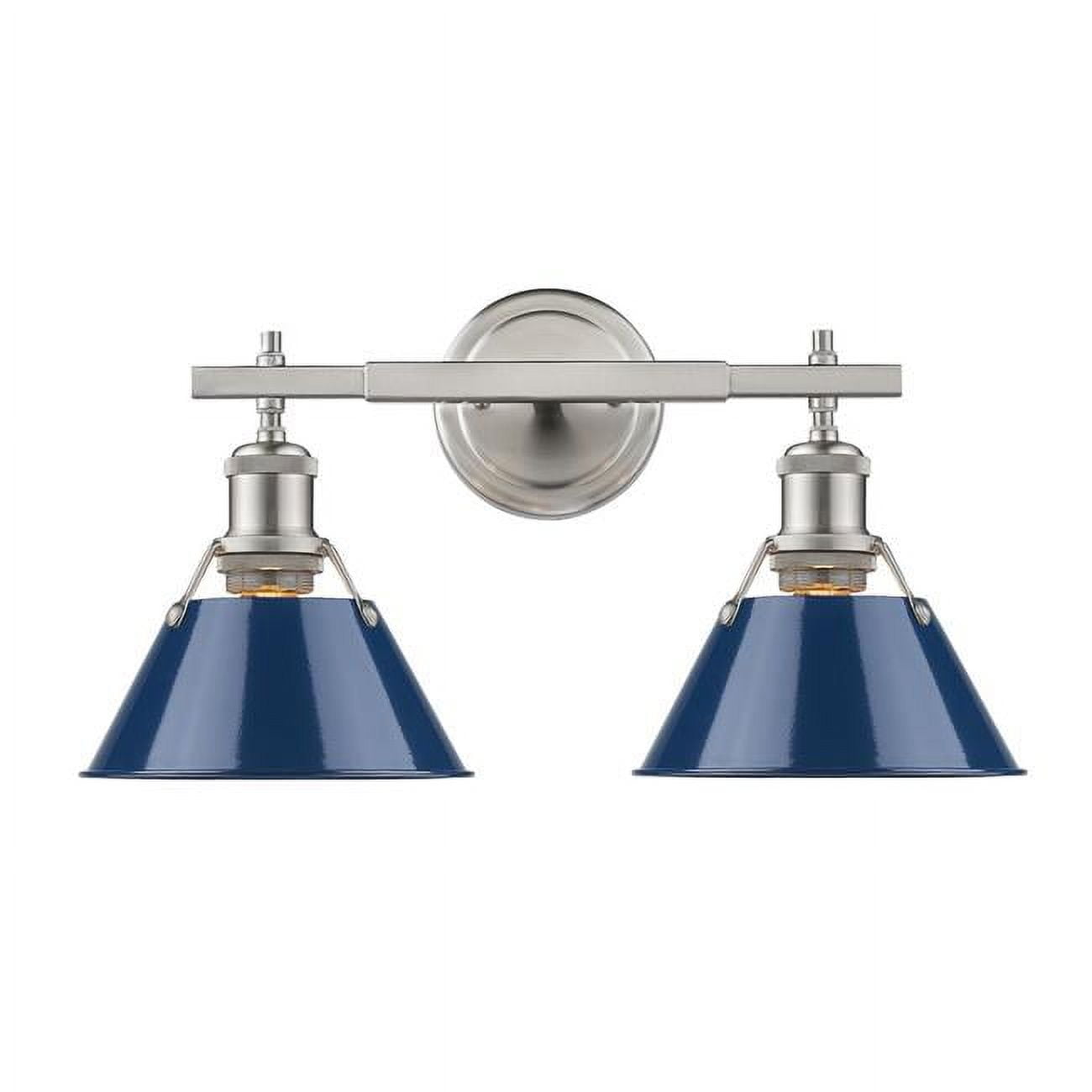 Orwell Transitional Pewter 2-Light Vanity with Navy Accents