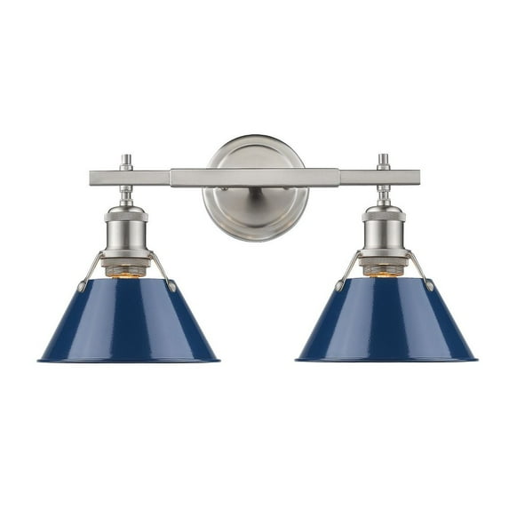 Yep by Golden Lighting Orwell 2-light Vanity in Pewter and Navy Blue shade