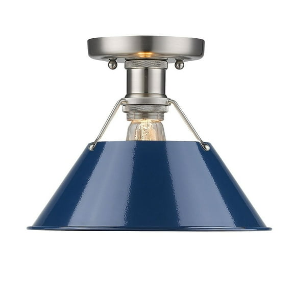 Yep by Golden Lighting Orwell 1-light Flush Mount in Pewter and Navy Blue shade