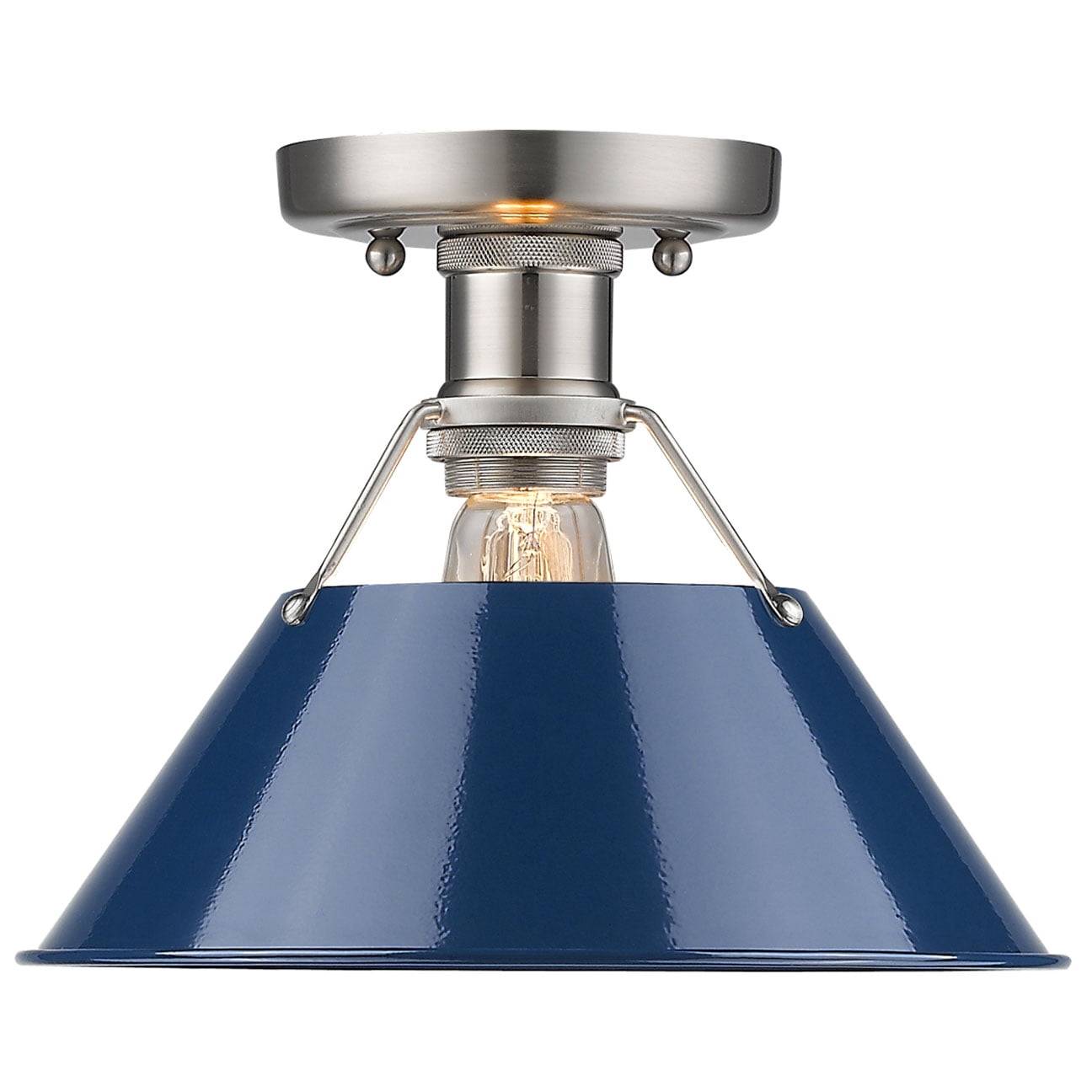 Mini Navy Blue and Pewter Indoor Flush Mount Light