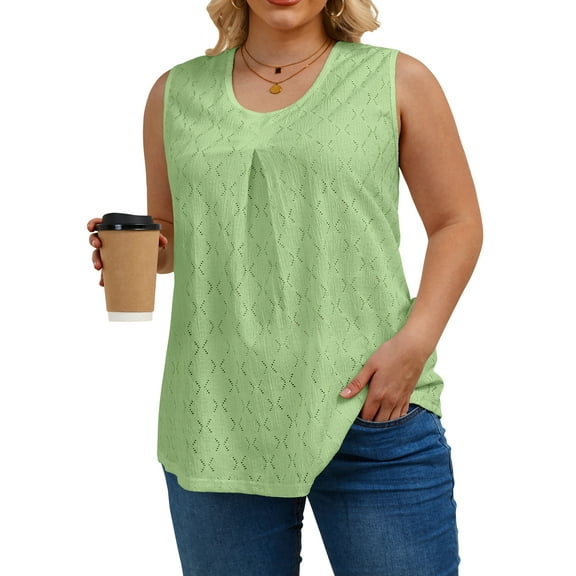 Oryer Womens Plus Size Tank Tops Loose Fit Tunic Blouses Sleeveless Tops