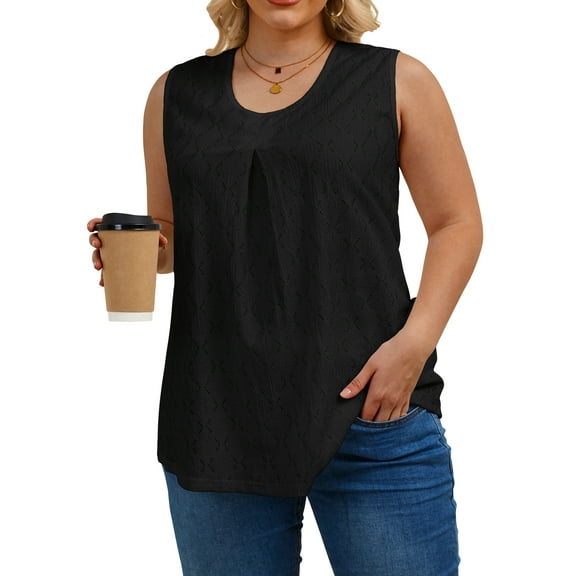 Oryer Womens Plus Size Tank Tops Loose Fit Tunic Blouses Sleeveless Tops
