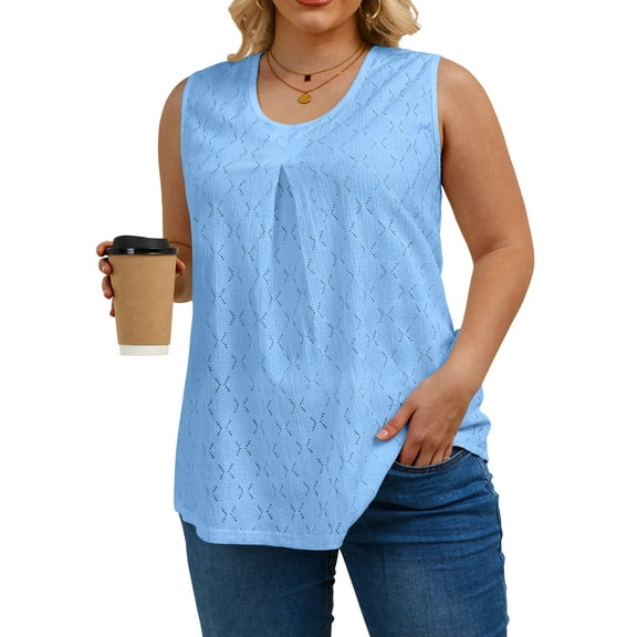 Oryer Womens Plus Size Tank Tops Loose Fit Tunic Blouses Sleeveless Tops
