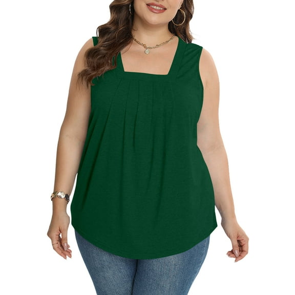 Oryer Womens Plus Size Tank Tops Sleeveless Tunic Blouses Loose Fit Tops
