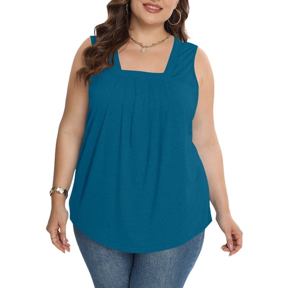 Oryer Womens Plus Size Tank Tops Sleeveless Tunic Blouses Loose Fit Tops