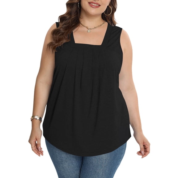 Oryer Womens Plus Size Tank Tops Sleeveless Tunic Blouses Loose Fit Tops
