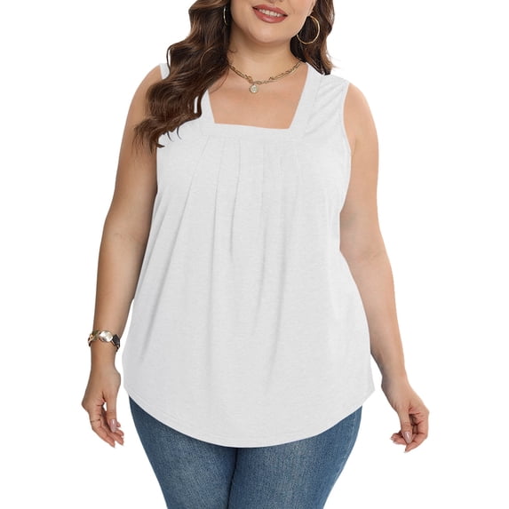Oryer Womens Plus Size Tank Tops Sleeveless Tunic Blouses Loose Fit Tops