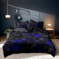 thumbnail image 1 of Orylavena Blue 3D Block Microfiber Duvet Cover Set, Black Back, Twin/Full/Queen/King, 1 of 7