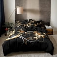 thumbnail image 1 of Orylavena Gold Floral Microfiber Duvet Cover Set, Reversible, King, 1 of 7