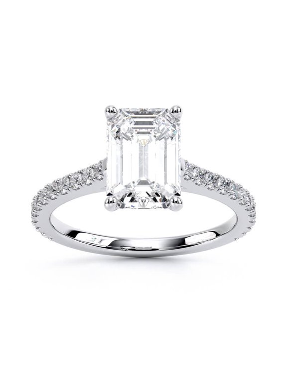 1.35 Ct Lab-Created Emerald Cut Solitaire Engagement Ring - 14K White Gold Over Rings - Wedding Ring for Women - Elegant Prong Setting - Bridal Jewelry Gift - Daily Wear Rings