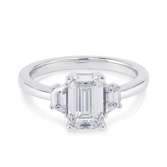 Oryn Jewel 1.45 Ct Three Stone Emerald Promise Ring for Women - Lab-Created Simulated Diamond Engagement Ring with Prong Setting - 14K White Gold Over - Anniversary & Birthday Gift for Her