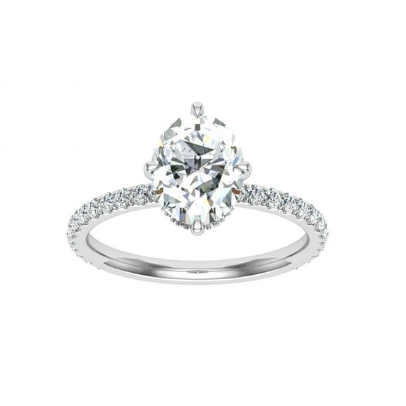Oryn Jewel 1.5 Ct Oval Cut Lab-Created Simulated Diamond Solitaire Ring for Women - 14K White Gold Over Ring with Accent Diamonds - East West Prong Set Design - Perfect Gift for Any Celebration
