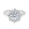 thumbnail image 1 of Oryn Jewel 1.51 Ct Round Halo Sunflower Engagement Ring - Lab-Created Simulated Diamond in 14K White Gold Over Prong Setting Rings - Wedding, Proposal, Anniversary Ring for Women's, 1 of 6