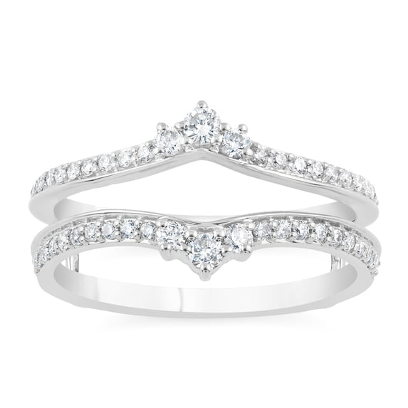 Oryn Jewel 1.6 Ct Round Cut Lab Created Diamond Bridal Stacking Band - 14K White Gold Plated Band for Her - Double Enhancer Style Sterling Fine Wedding Band - Wedding Proposal Band for Her