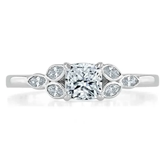 Oryn Jewel 1.7 Ct Cushion Cut Diamond Ring - 14K White Gold Plated Ring for Her - Gorgeous Anniversary Gift - Valentine Proposal Ring for Her - Valentine's Day Gift - Halo Diamond Ring for Women