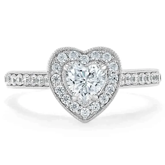Oryn Jewel 1.7 Ct Heart Cut Diamond Engagement Band - 14K White Gold Plated Wedding Band - Wedding Band for Her - Special Occasion Band for Women - Christmas Gift for Her - Heart Shape Proposal Band