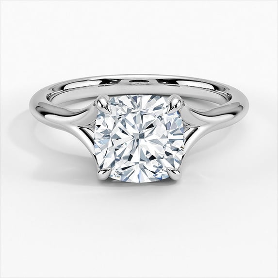 Oryn Jewel 1.8 Ct Cushion Cut Lab-Created Simulated Diamond Ring - 14K White Gold Over Solitaire Split Shank Ring for Her - Sleek Wedding Engagement Ring - Exquisite Gift for Her on Any Occasion