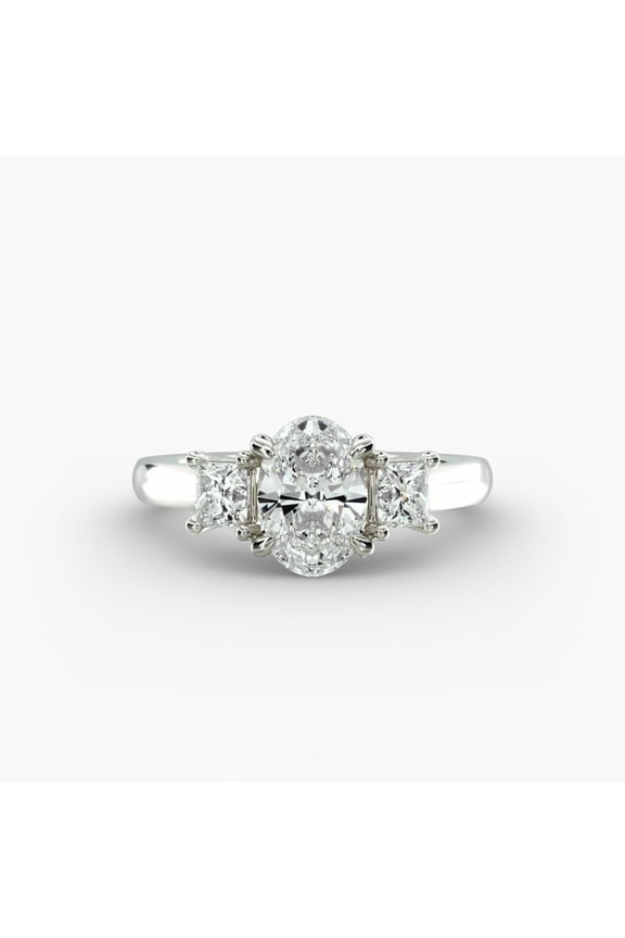 1.9 Ct Oval Cut Diamond Ring - 14K White Gold Plated Ring for Women - Engagement Wedding Ring for Women - New Year Present for Her - Anniversary Present for Her - Party Wear Diamond Ring