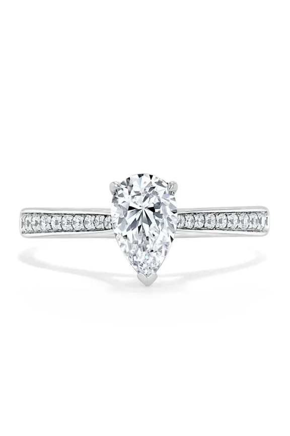 1.9 Ct Pear Cut Diamond Band for Her - 14K White Gold Plated Band for Her - Handmade Wedding Bezel Set Band for Her - Fine Diamond Beautiful Special Band for Her