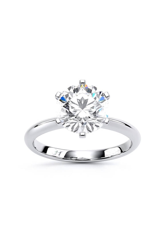 1.9 Ct Round Cut Lab-Created Simulated Diamond Wedding Ring for Women - Solitaire Prong Setting, 14K White Gold Over, Ideal for Engagements, Birthdays, or Special Gift for Her