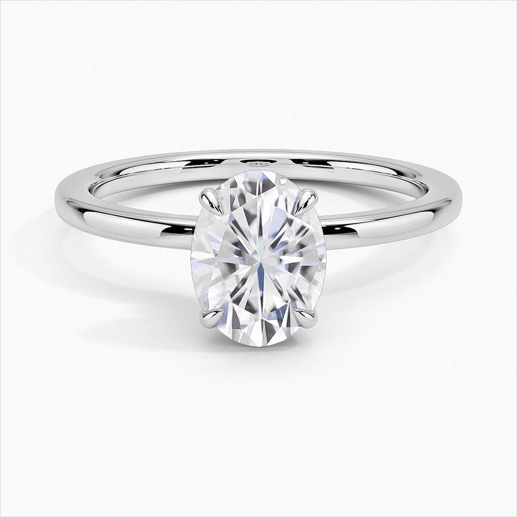 Oryn Jewel 14K White Gold Over 2.1 Ct Lab Created Diamond Ring - Oval Cut Secret Halo Engagement Ring for Women - Elegant Gift for Her - Perfect for Proposals and Celebrating Love