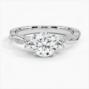ORYN JEWEL 14K White Gold Over 2.1 Ct Round Cut Lab Created Diamond Ring - Elegant Twisted Three Stone Engagement Ring for Women - Wedding Ring - Ideal Gift for Proposals or Special Moments