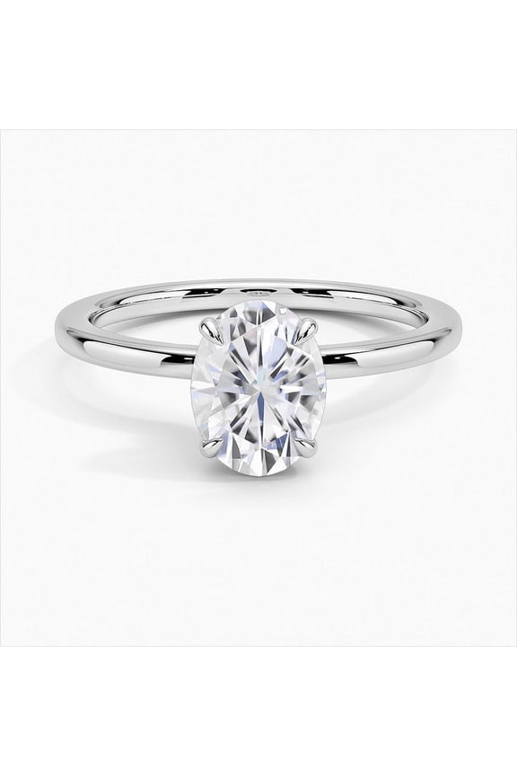 14K White Gold Over 2.1 Ct Lab Created Diamond Ring - Oval Cut Secret Halo Engagement Ring for Women - Elegant Gift for Her - Perfect for Proposals and Celebrating Love