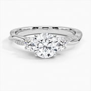 Oryn Jewel 14K White Gold Over 2.1 Ct Round Cut Lab Created Diamond Ring - Elegant Twisted Three Stone Engagement Ring for Women - Wedding Ring - Ideal Gift for Proposals or Special Moments