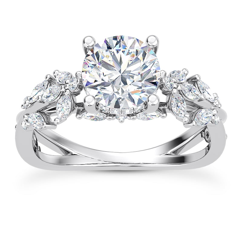 Oryn Jewel 14K White Gold Over Engagement Ring - 1.8 Ct Round Cut Lab Created Diamond - Butterfly and Bee Vine Twist Solitaire Design Ring for Women - Wedding and Engagement Ring for Her