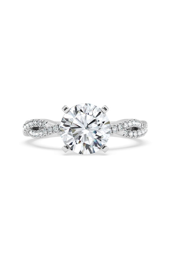 14K White Gold Over Engagement Ring - 1.8 Ct Round Cut Lab Created Diamond Ring for Women - V Shape Solitaire Ring - Women's Wedding Ring - Classic Diamond Ring Design for Her