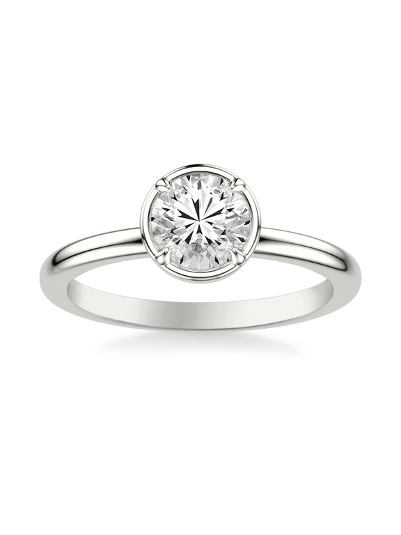 14K White Gold Over Ring - 1.7 Ct Lab Created Diamond Solitaire Bezel Set Ring - Round Cut Engagement Ring - Chic Jewelry Gift for Her - Daily Wear Diamond Ring for All Occasions