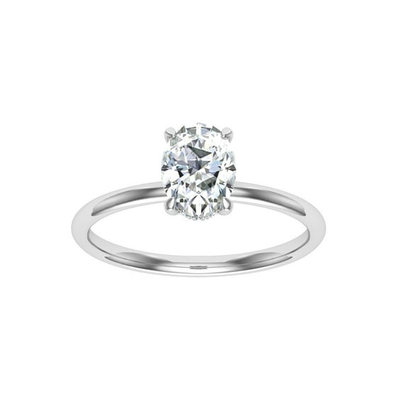 Oryn Jewel 14K White Gold Over Ring - 2 Ct Oval Cut Lab Created Diamond Ring - Engagement Wedding Hidden Halo Ring for Women - Solitaire Diamond Ring for Her - Gift for Celebrating Togetherness