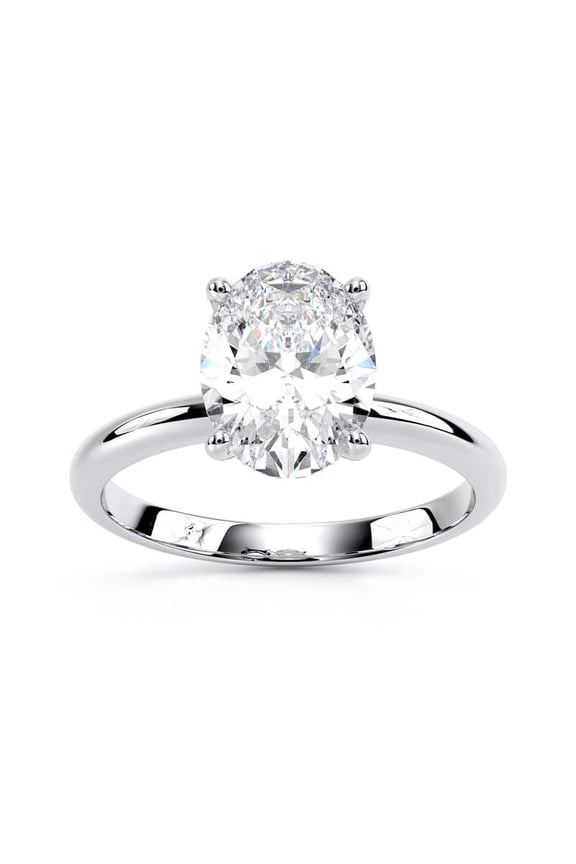 14K White Gold Over Ring - 2 Ct Oval Excellent Cut Lab-Created Simulated Diamond Engagement Ring for Women - Wedding, Anniversary, Promise Ring - Perfect Gift for Women's