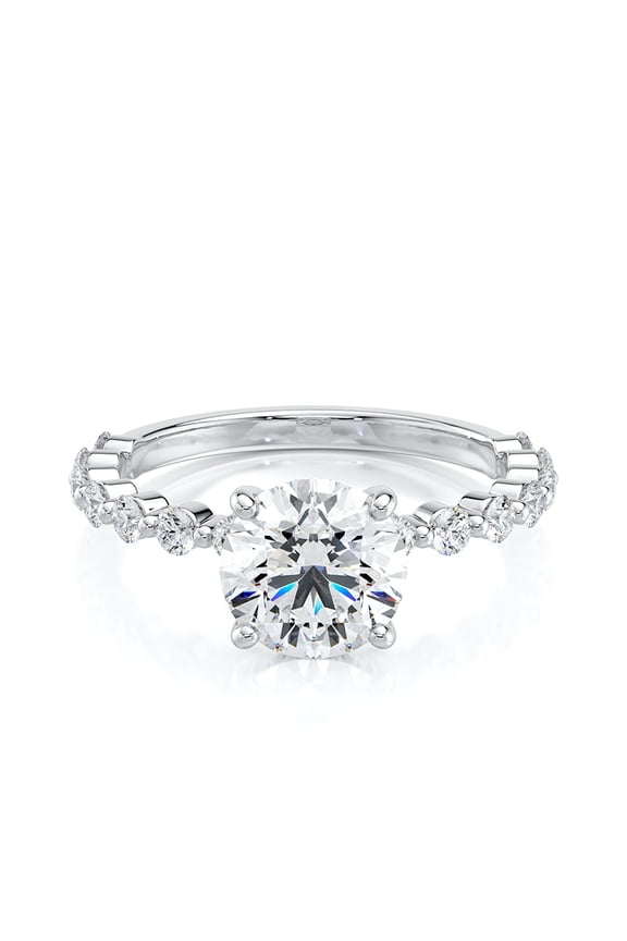 14K White Gold Over Rings for Her - 1.9 Ct Round Cut Diamond Rings - Engagement Wedding Promise Ring for Women's - 9th Year Anniversary Gifts for Women's - Causal Daily Wear Rings