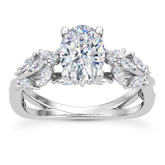Oryn Jewel 14K White Gold Over Rings for Wife - 2 Ct Oval Cut Lab Created Diamond Ring - Butterfly and Bee Vine Twist Solitaire Engagement Ring for Women - Elegant Wedding Diamond Ring for Her