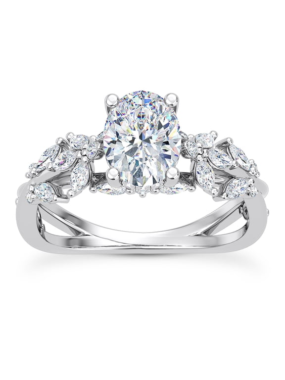 14K White Gold Over Rings for Wife - 2 Ct Oval Cut Lab Created Diamond Ring - Butterfly and Bee Vine Twist Solitaire Engagement Ring for Women - Elegant Wedding Diamond Ring for Her