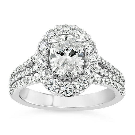Oryn Jewel 14K White Gold Plated Band - 1.6 Ct Oval Cut Diamond Bands - Wedding Halo Bands for Women - Multi-Stone Anniversary Bands - Split Shank Gorgeous Anniversary Gift