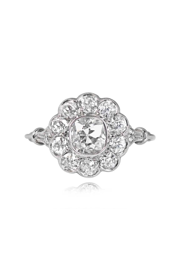14K White Gold Plated Ring - 1.7 Ct Cushion Cut Lab Created Diamond Anniversary Ring - Modern Halo Wedding Ring for Women - Cluster Diamond Fine Ring for Her - Christmas Special Gift