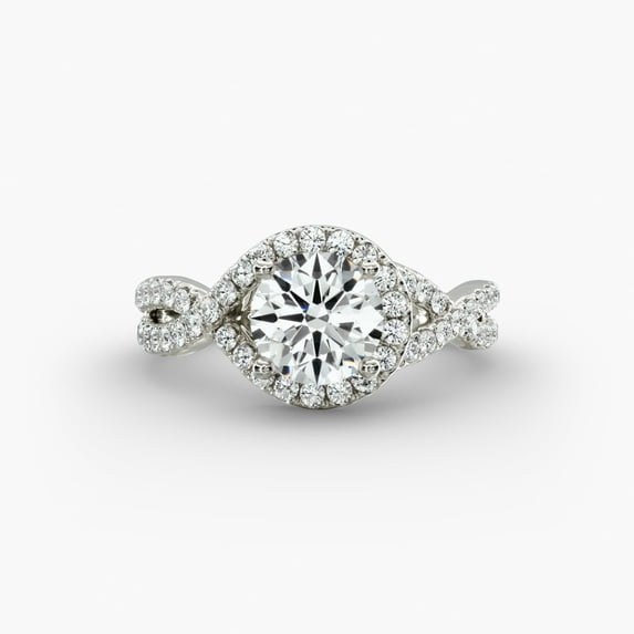 Oryn Jewel 14K White Gold Plated Ring - 2.1 Ct Round Cut Lab Created Diamond Wedding Ring - Twisted Diamond Engagement Ring - Daily Wear Fine Jewelry - Gorgeous Anniversary Gift for Women