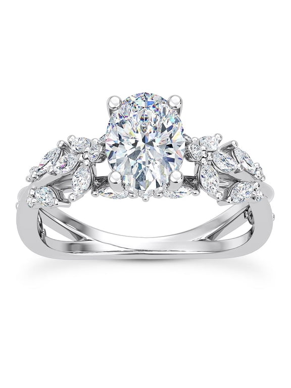 14K White Gold Over Rings for Wife - 2 Ct Oval Cut Lab Created Diamond Ring - Butterfly and Bee Vine Twist Solitaire Engagement Ring for Women - Elegant Wedding Diamond Ring for Her