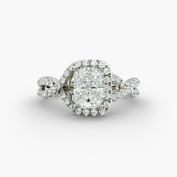 Oryn Jewel 2.1 Ct Round Cut Diamond Ring - 14K White Gold Plated Ring for Her - Elegant Anniversary Ring for Women - Fine Halo Diamond Beautiful Occasion Ring - Twisted Valentine Proposal Ring
