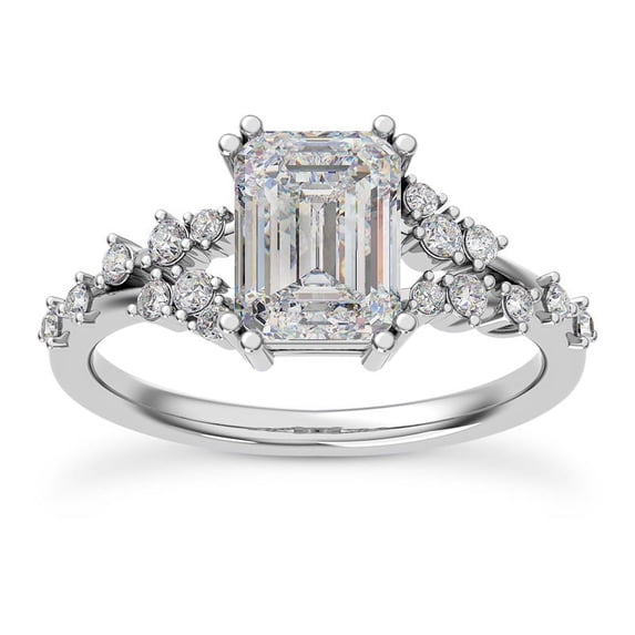 Split 25 Oryn Jewel 2.13 Ct Emerald Cut Lab-Created Simulated Diamond Solitaire ...